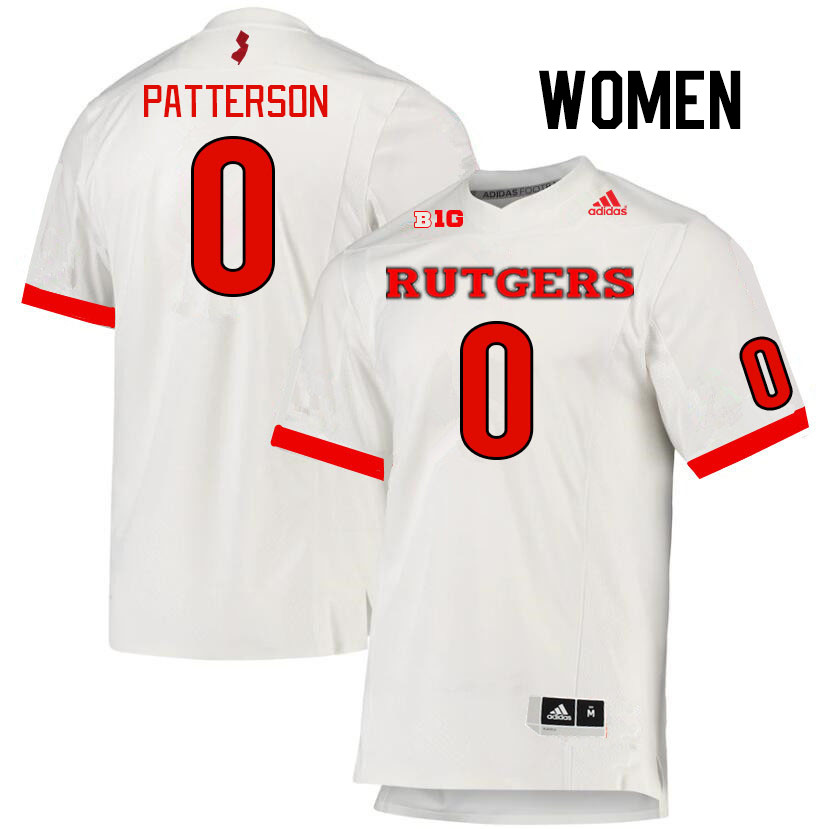 Women #0 Max Patterson Rutgers Scarlet Knights College Football Jerseys Stitched Sale-White - Click Image to Close